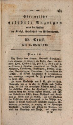 Göttingische gelehrte Anzeigen (Göttingische Zeitungen von gelehrten Sachen) Samstag 29. März 1823