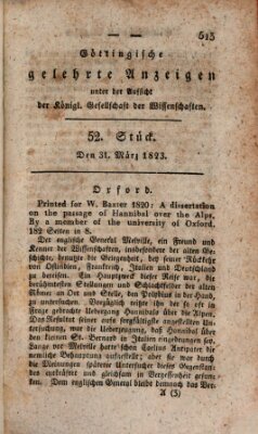 Göttingische gelehrte Anzeigen (Göttingische Zeitungen von gelehrten Sachen) Montag 31. März 1823