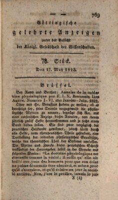 Göttingische gelehrte Anzeigen (Göttingische Zeitungen von gelehrten Sachen) Samstag 17. Mai 1823