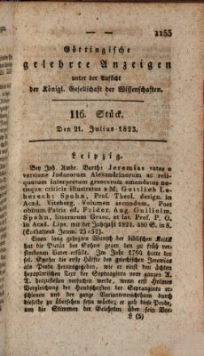 Göttingische gelehrte Anzeigen (Göttingische Zeitungen von gelehrten Sachen) Montag 21. Juli 1823