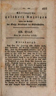 Göttingische gelehrte Anzeigen (Göttingische Zeitungen von gelehrten Sachen) Montag 20. Oktober 1823