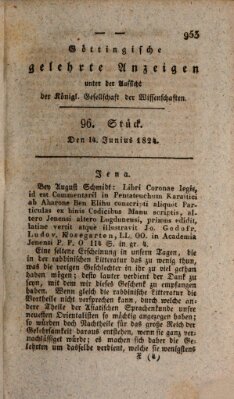 Göttingische gelehrte Anzeigen (Göttingische Zeitungen von gelehrten Sachen) Montag 14. Juni 1824