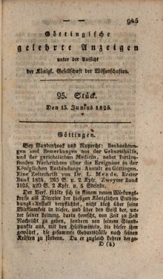 Göttingische gelehrte Anzeigen (Göttingische Zeitungen von gelehrten Sachen) Montag 13. Juni 1825