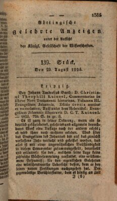 Göttingische gelehrte Anzeigen (Göttingische Zeitungen von gelehrten Sachen) Montag 29. August 1825