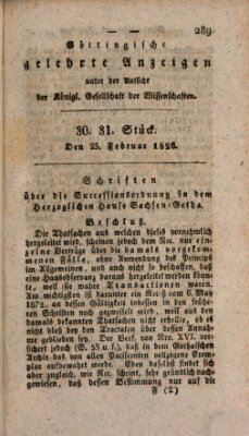 Göttingische gelehrte Anzeigen (Göttingische Zeitungen von gelehrten Sachen) Donnerstag 23. Februar 1826