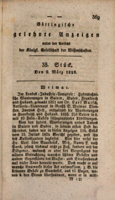 Göttingische gelehrte Anzeigen (Göttingische Zeitungen von gelehrten Sachen) Donnerstag 9. März 1826