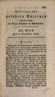 Göttingische gelehrte Anzeigen (Göttingische Zeitungen von gelehrten Sachen) Montag 6. November 1826