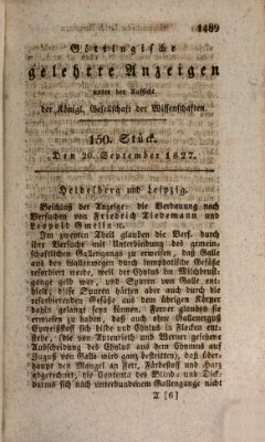Göttingische gelehrte Anzeigen (Göttingische Zeitungen von gelehrten Sachen) Donnerstag 20. September 1827