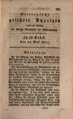 Göttingische gelehrte Anzeigen (Göttingische Zeitungen von gelehrten Sachen) Donnerstag 21. Mai 1835