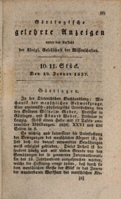 Göttingische gelehrte Anzeigen (Göttingische Zeitungen von gelehrten Sachen) Donnerstag 19. Januar 1837
