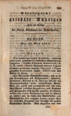 Göttingische gelehrte Anzeigen (Göttingische Zeitungen von gelehrten Sachen) Montag 29. Mai 1837