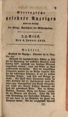Göttingische gelehrte Anzeigen (Göttingische Zeitungen von gelehrten Sachen) Donnerstag 4. Januar 1838