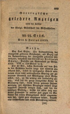 Göttingische gelehrte Anzeigen (Göttingische Zeitungen von gelehrten Sachen) Donnerstag 6. Juni 1839