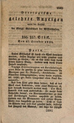 Göttingische gelehrte Anzeigen (Göttingische Zeitungen von gelehrten Sachen) Donnerstag 17. Oktober 1839