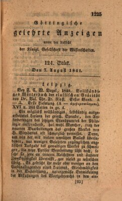 Göttingische gelehrte Anzeigen (Göttingische Zeitungen von gelehrten Sachen) Samstag 7. August 1841