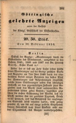 Göttingische gelehrte Anzeigen (Göttingische Zeitungen von gelehrten Sachen) Donnerstag 21. Februar 1850