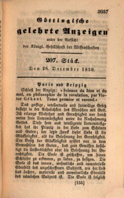 Göttingische gelehrte Anzeigen (Göttingische Zeitungen von gelehrten Sachen) Samstag 28. Dezember 1850