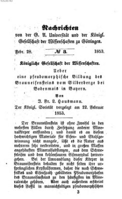 Göttingische gelehrte Anzeigen (Göttingische Zeitungen von gelehrten Sachen) Montag 28. Februar 1853