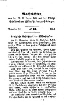 Göttingische gelehrte Anzeigen (Göttingische Zeitungen von gelehrten Sachen) Montag 21. November 1853