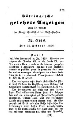 Göttingische gelehrte Anzeigen (Göttingische Zeitungen von gelehrten Sachen) Montag 25. Februar 1856