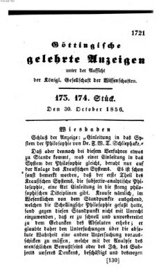 Göttingische gelehrte Anzeigen (Göttingische Zeitungen von gelehrten Sachen) Donnerstag 30. Oktober 1856