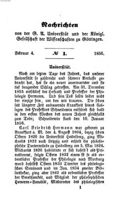 Göttingische gelehrte Anzeigen (Göttingische Zeitungen von gelehrten Sachen) Montag 4. Februar 1856