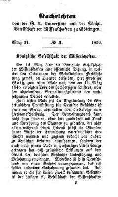 Göttingische gelehrte Anzeigen (Göttingische Zeitungen von gelehrten Sachen) Montag 31. März 1856