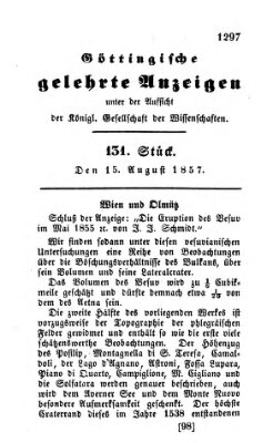 Göttingische gelehrte Anzeigen (Göttingische Zeitungen von gelehrten Sachen) Samstag 15. August 1857
