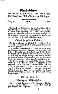 Göttingische gelehrte Anzeigen (Göttingische Zeitungen von gelehrten Sachen) Montag 9. März 1857