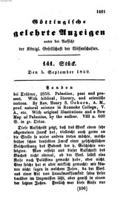 Göttingische gelehrte Anzeigen (Göttingische Zeitungen von gelehrten Sachen) Montag 5. September 1859