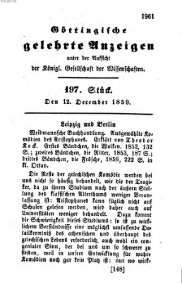 Göttingische gelehrte Anzeigen (Göttingische Zeitungen von gelehrten Sachen) Montag 12. Dezember 1859