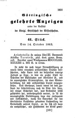 Göttingische gelehrte Anzeigen (Göttingische Zeitungen von gelehrten Sachen) Mittwoch 14. Oktober 1863