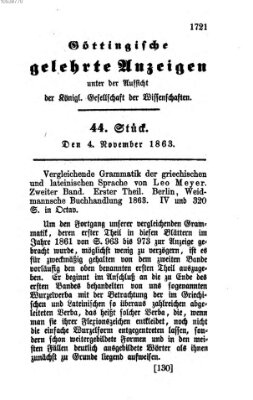 Göttingische gelehrte Anzeigen (Göttingische Zeitungen von gelehrten Sachen) Mittwoch 4. November 1863