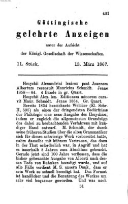 Göttingische gelehrte Anzeigen (Göttingische Zeitungen von gelehrten Sachen) Mittwoch 13. März 1867