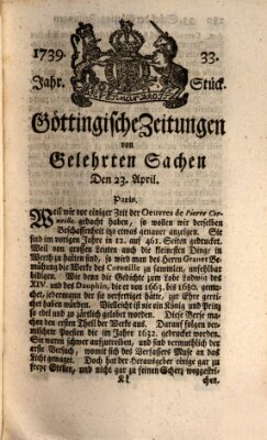Göttingische Zeitungen von gelehrten Sachen Donnerstag 23. April 1739