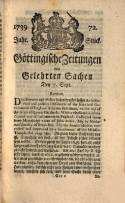 Göttingische Zeitungen von gelehrten Sachen Montag 7. September 1739