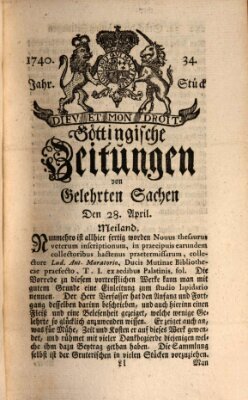 Göttingische Zeitungen von gelehrten Sachen Donnerstag 28. April 1740