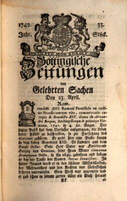 Göttingische Zeitungen von gelehrten Sachen Montag 23. April 1742