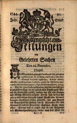 Göttingische Zeitungen von gelehrten Sachen Donnerstag 26. November 1744