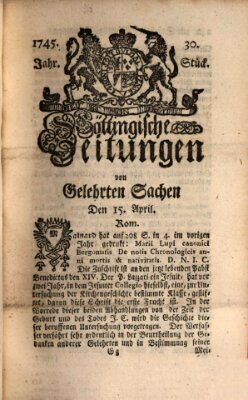 Göttingische Zeitungen von gelehrten Sachen Donnerstag 15. April 1745
