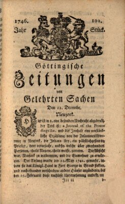 Göttingische Zeitungen von gelehrten Sachen Donnerstag 22. Dezember 1746