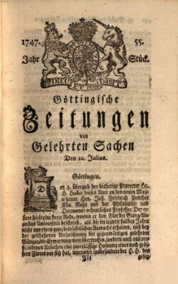 Göttingische Zeitungen von gelehrten Sachen Montag 10. Juli 1747