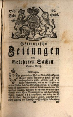 Göttingische Zeitungen von gelehrten Sachen Montag 24. März 1749