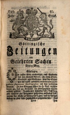 Göttingische Zeitungen von gelehrten Sachen Donnerstag 22. Mai 1749
