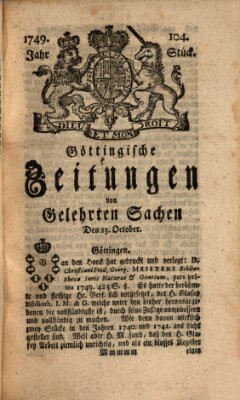 Göttingische Zeitungen von gelehrten Sachen Donnerstag 23. Oktober 1749