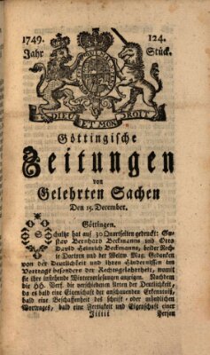 Göttingische Zeitungen von gelehrten Sachen Montag 15. Dezember 1749