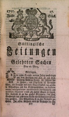 Göttingische Zeitungen von gelehrten Sachen Montag 16. März 1750