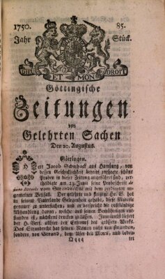 Göttingische Zeitungen von gelehrten Sachen Donnerstag 20. August 1750