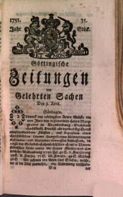 Göttingische Zeitungen von gelehrten Sachen Donnerstag 8. April 1751