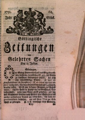 Göttingische Zeitungen von gelehrten Sachen Montag 12. Juli 1751